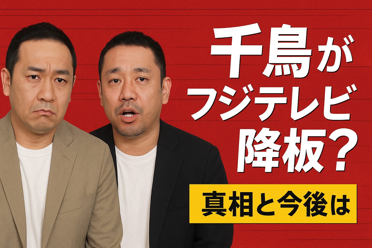 千鳥がフジテレビのレギュラー番組を降板？